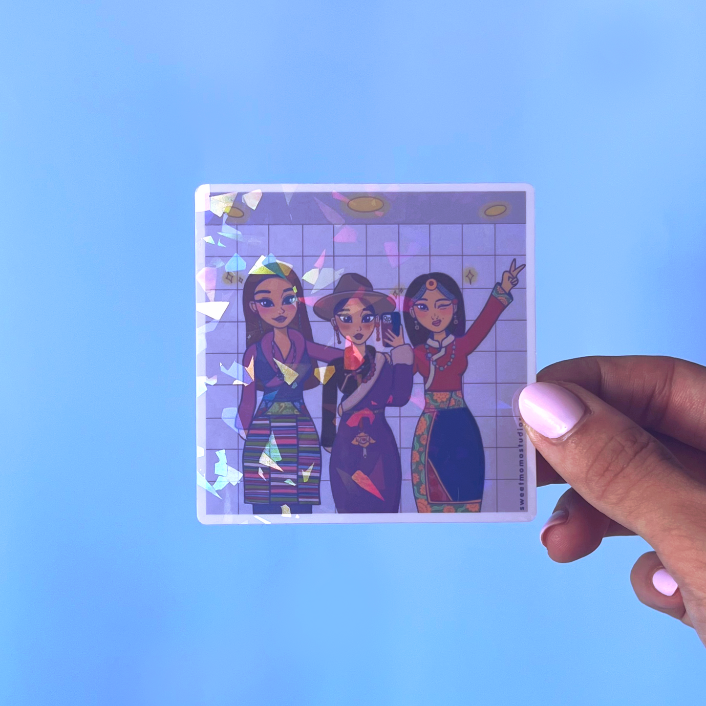 Holographic Tibetan Girls Sticker