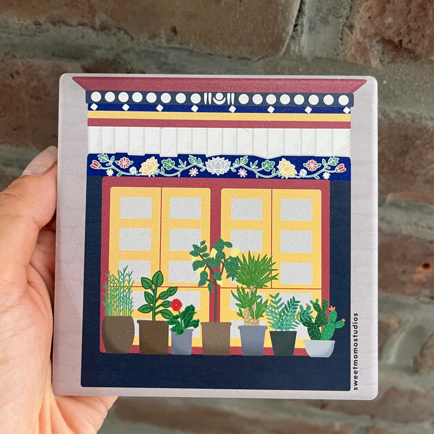 Tibetan Window Ceramic Coasters 4 pc