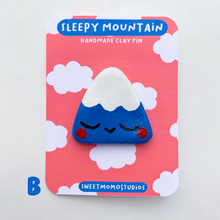 Load image into Gallery viewer, Sleepy Mountain - Handmade Clay Pin Pal
