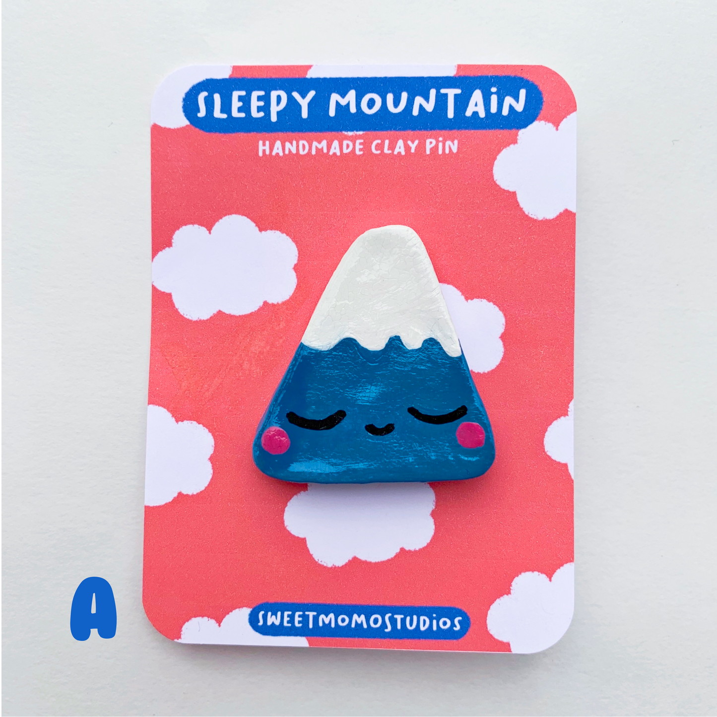 Sleepy Mountain - Handmade Clay Pin Pal