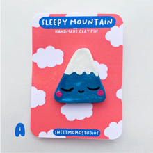 Load image into Gallery viewer, Sleepy Mountain - Handmade Clay Pin Pal
