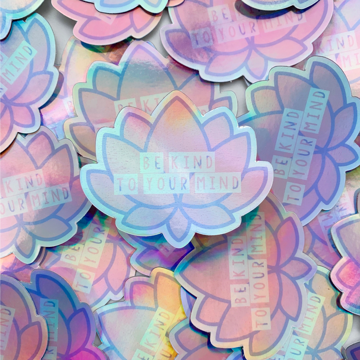 Mental Health Lotus Holographic Sticker