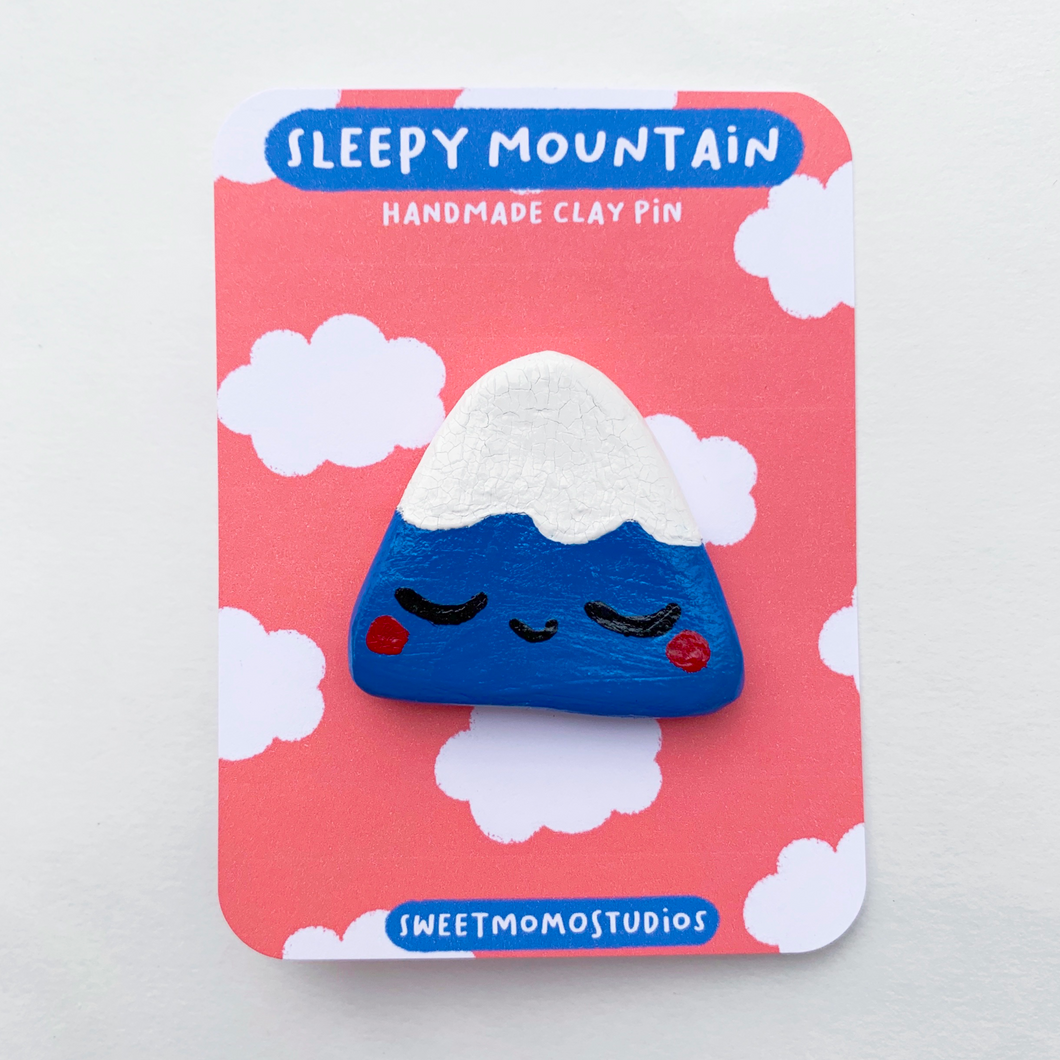 Sleepy Mountain - Handmade Clay Pin Pal