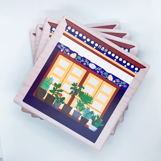 Tibetan Window Ceramic Coaster
