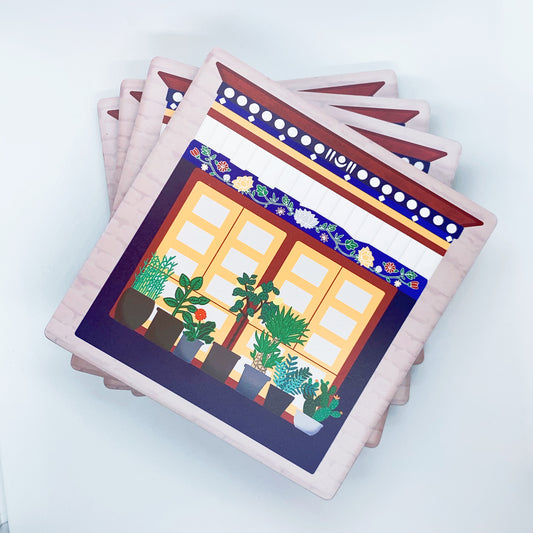 Tibetan Window Ceramic Coasters