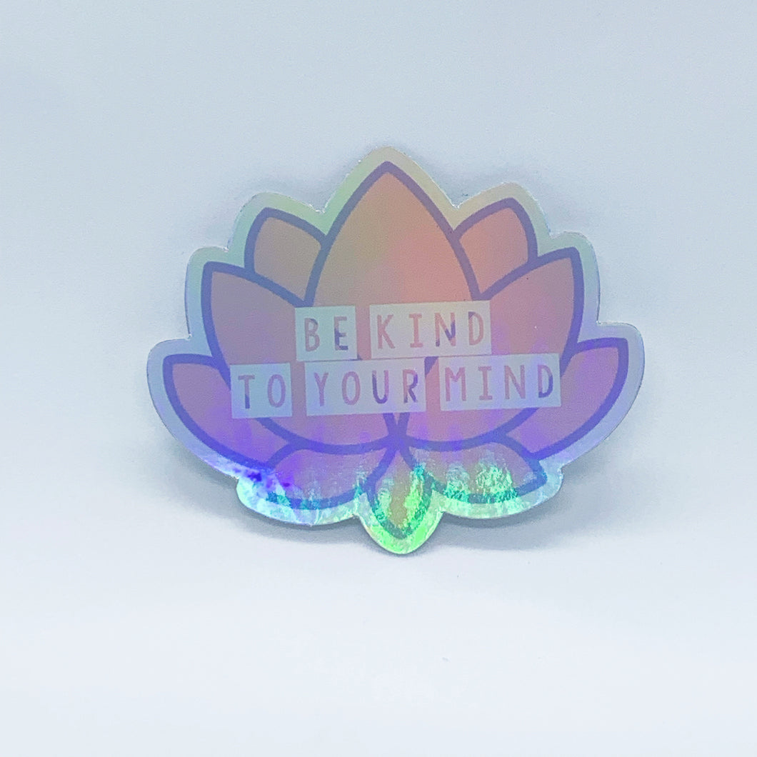 Mental Health Lotus Holographic Sticker